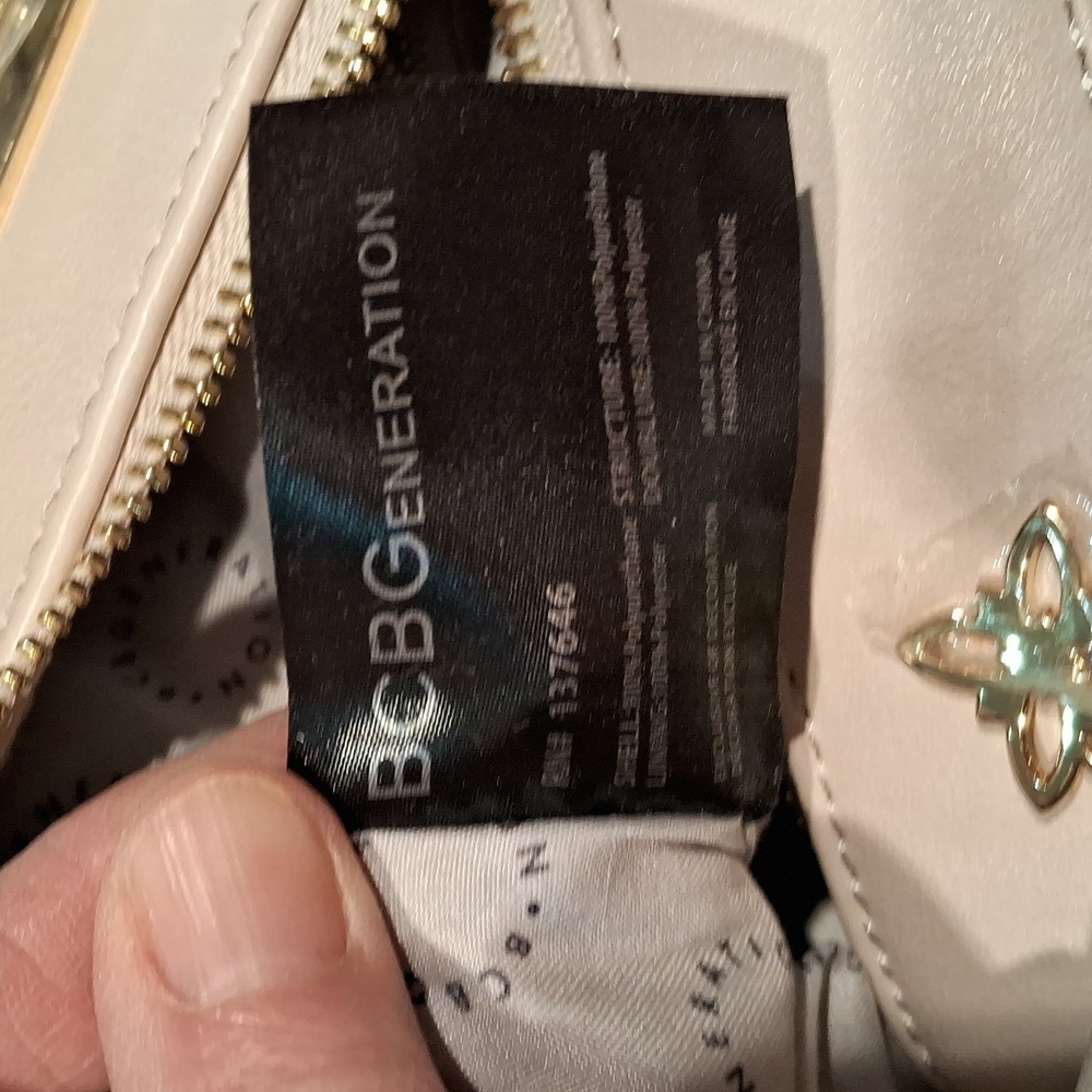 BCBGeneration women's three zipper compartment cream color purse - Picture 8 of 12